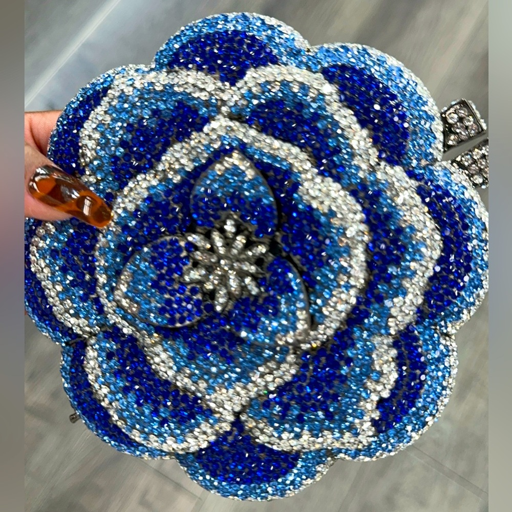 Midnight Bloom Crystal Clutch